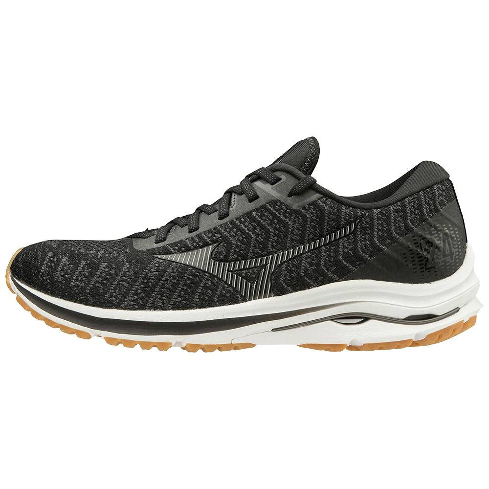 Tenis Para Correr Mizuno Wave Rider 24 WAVEKNIT™ Para Hombre Negros/Grises Oscuro 5801342-IF